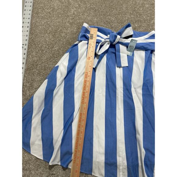 NEW Ann Taylor 12 Petite Awning Striped Tie Waist Circle Skirt Blue and White - Picture 6 of 13